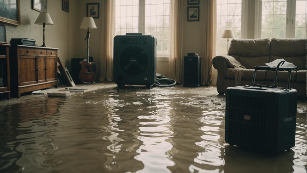 Water damage restoration equipment in action, showing professional extraction and drying process used in Schertz mold remediation projects.